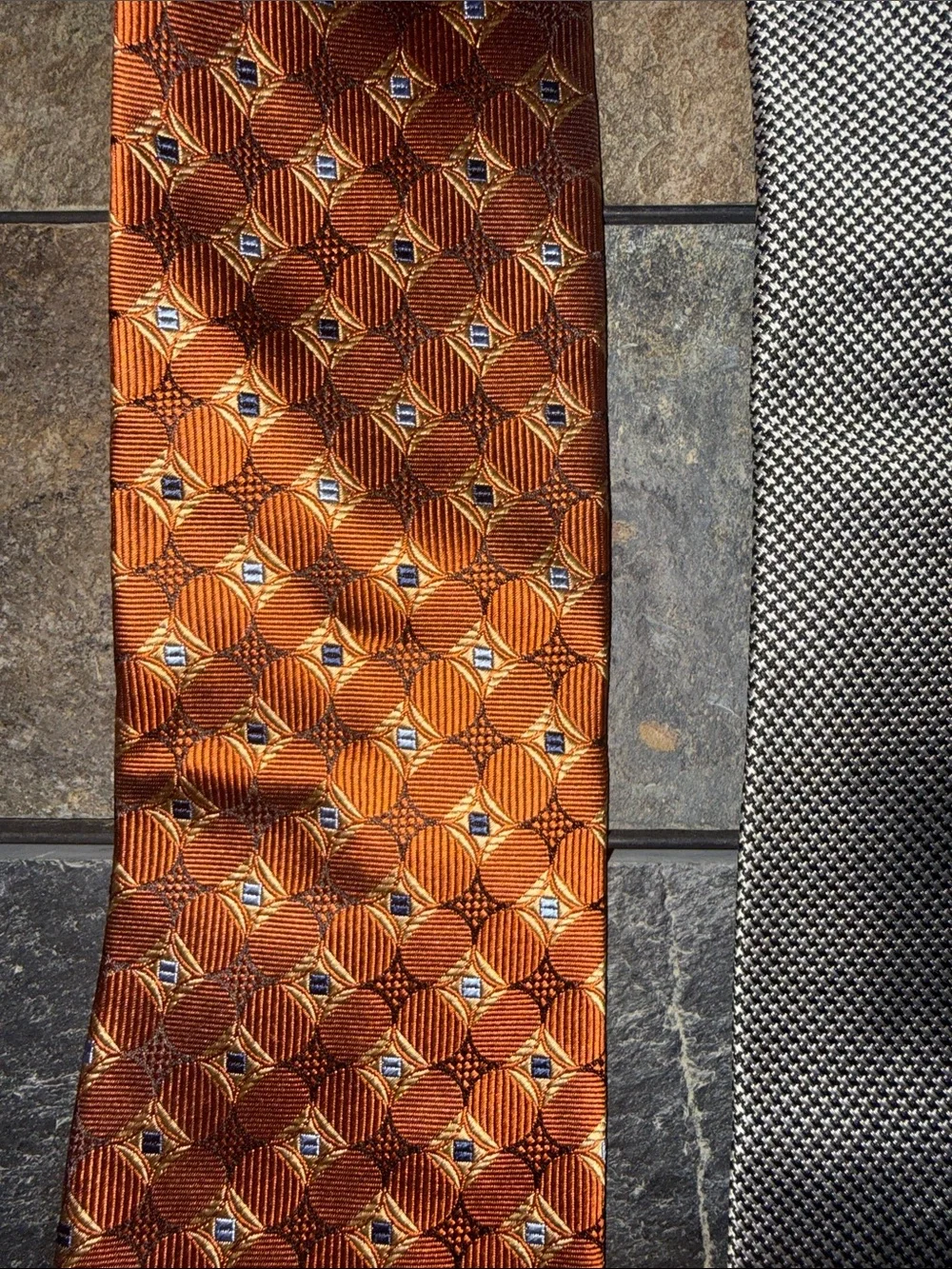 Jos A Bank Executive Collection Silk Tie Bundle Rust Silver Blue Geometric 3pc